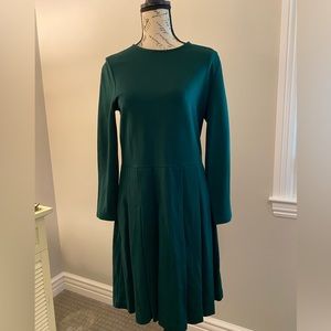 Jcrew Forest Green Ponte Pleated Dress - 10P